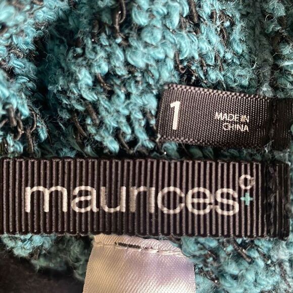 Teal & Black Tie Back Sweater Plus sz 1 - Picture 10 of 11